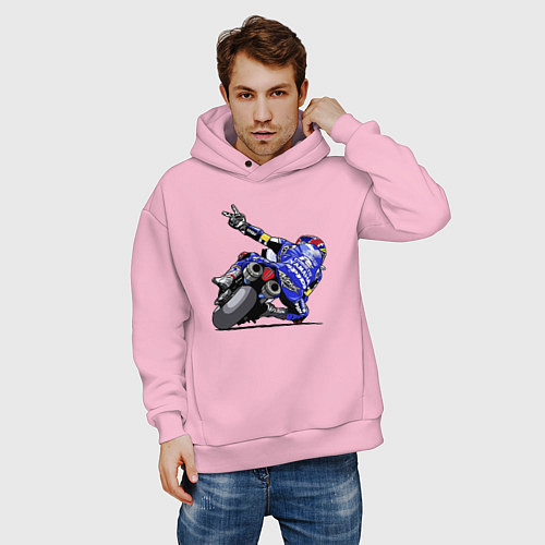 Мужское худи оверсайз Yamaha racing team Racer / Светло-розовый – фото 3