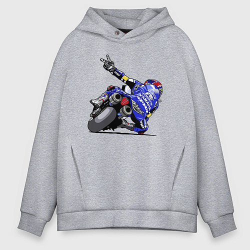 Мужское худи оверсайз Yamaha racing team Racer / Меланж – фото 1
