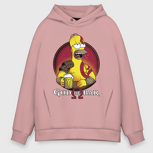 Мужское худи оверсайз Homer god of bar / Пыльно-розовый – фото 1