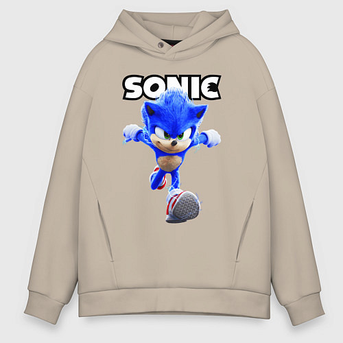 Мужское худи оверсайз Sonic the Hedgehog 2022 / Миндальный – фото 1