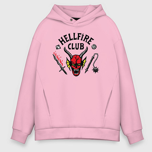 Мужское худи оверсайз Hellfire Club Stranger Things 4 / Светло-розовый – фото 1