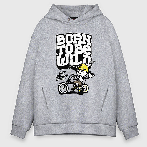 Мужское худи оверсайз Born to be wild Рожденный быть диким / Меланж – фото 1