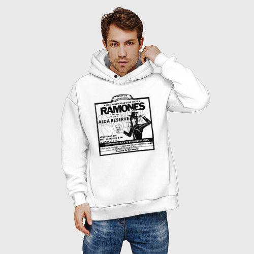 Мужское худи оверсайз Live at the Palladium, NY - Ramones / Белый – фото 3
