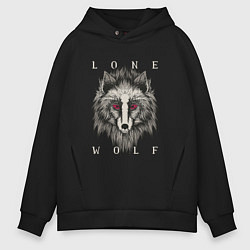 Толстовка оверсайз мужская Одинокий Волк Lone Wolf, цвет: черный