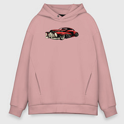 Толстовка оверсайз мужская Retro car ретро-автомобиль, цвет: пыльно-розовый
