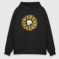Толстовка оверсайз мужская Череп Подсолнух Sunflower Skull, цвет: черный