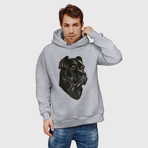 Мужское худи оверсайз Портрет Кане-корсо / Меланж – фото 3