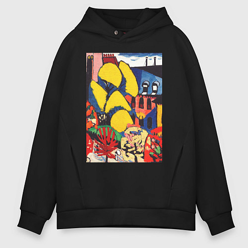 Мужское худи оверсайз Trees Деревья - абстракция / Черный – фото 1