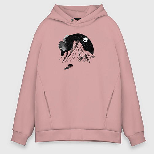 Мужское худи оверсайз Тень медведя / Пыльно-розовый – фото 1