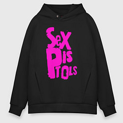Толстовка оверсайз мужская Огромная надпись Sex Pistols, цвет: черный
