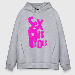 Толстовка оверсайз мужская Огромная надпись Sex Pistols, цвет: меланж