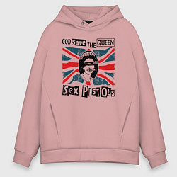 Толстовка оверсайз мужская Sex Pistols - God Save The Queen, цвет: пыльно-розовый