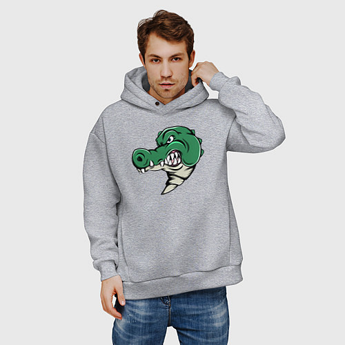 Мужское худи оверсайз Злой Крокодил / Меланж – фото 3
