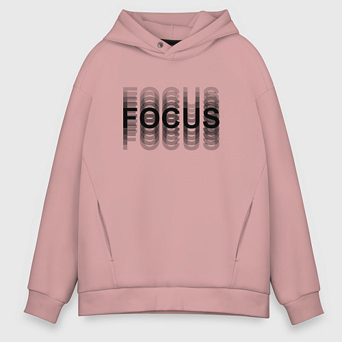 Мужское худи оверсайз FOCUS: BLACK / Пыльно-розовый – фото 1