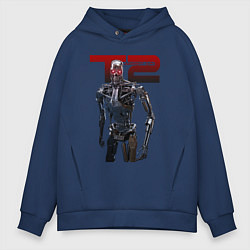 Толстовка оверсайз мужская Terminator 2 - T800, цвет: тёмно-синий