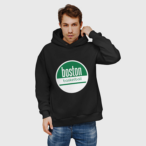 Мужское худи оверсайз Boston Basketball / Черный – фото 3