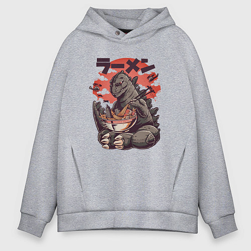 Мужское худи оверсайз Godzilla and Udon / Меланж – фото 1
