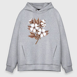 Толстовка оверсайз мужская Цветы хлопка в букете, цвет: меланж