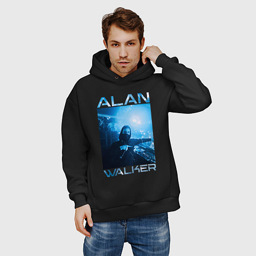 Мужское худи оверсайз Alan Walker фото / Черный – фото 3