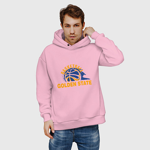 Мужское худи оверсайз Golden State Basketball / Светло-розовый – фото 3