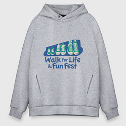 Толстовка оверсайз мужская WALK FOR LIFE FUN FEST, цвет: меланж