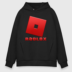 Толстовка оверсайз мужская ROBLOX логотип красный градиент, цвет: черный