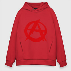 Толстовка оверсайз мужская Символ анархии, цвет: красный