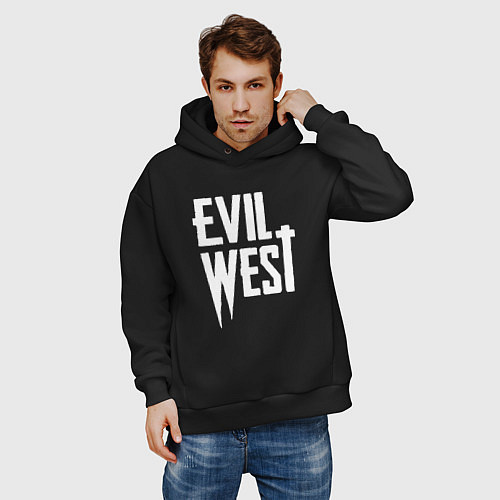 Мужское худи оверсайз Evil west logo / Черный – фото 3