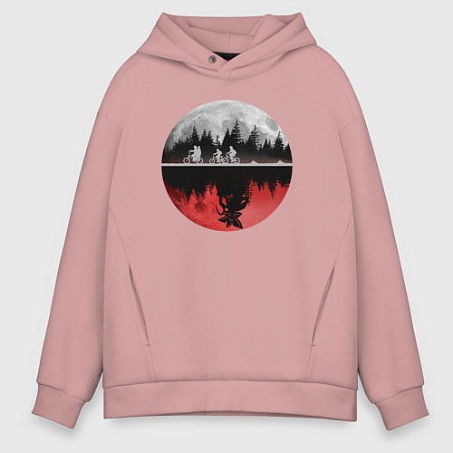 Мужское худи оверсайз Stranger Things Moon / Пыльно-розовый – фото 1