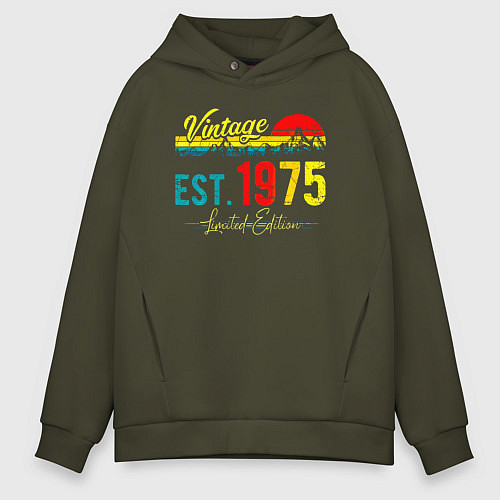 Мужское худи оверсайз Vintage est 1975 Limited Edition / Хаки – фото 1