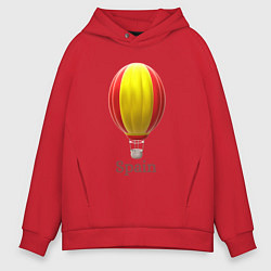 Толстовка оверсайз мужская 3d aerostat Spanish flag, цвет: красный