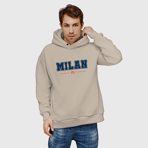 Мужское худи оверсайз Milan FC Classic / Миндальный – фото 3