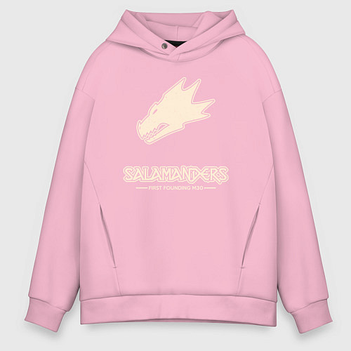 Мужское худи оверсайз Саламандры лого винтаж / Светло-розовый – фото 1