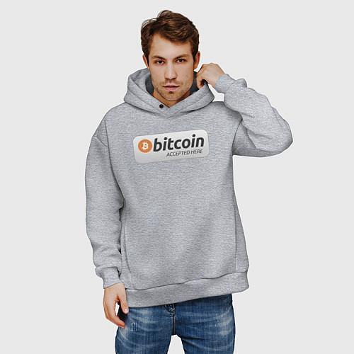 Мужское худи оверсайз Bitcoin Accepted Here Биткоин принимается здесь / Меланж – фото 3