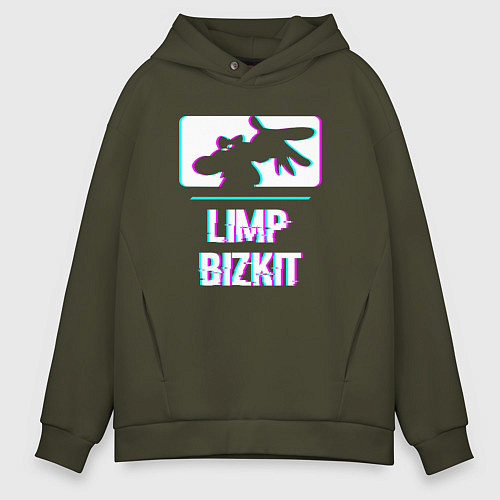 Мужское худи оверсайз Limp Bizkit Glitch Rock / Хаки – фото 1