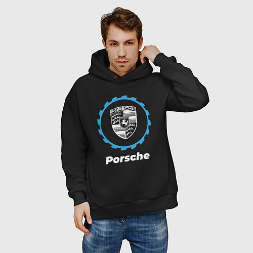 Мужское худи оверсайз Porsche в стиле Top Gear / Черный – фото 3