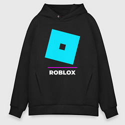 Толстовка оверсайз мужская Символ Roblox в неоновых цветах, цвет: черный