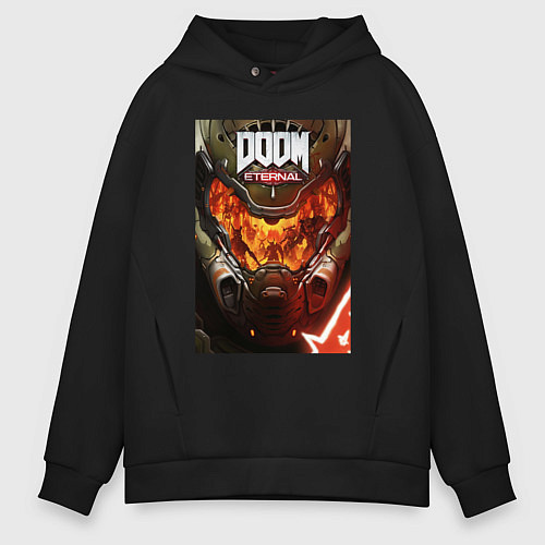 Мужское худи оверсайз Doom eternal - poster / Черный – фото 1