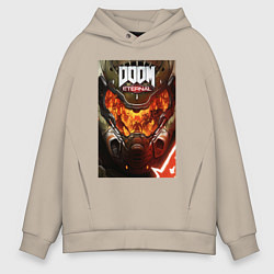 Толстовка оверсайз мужская Doom eternal - poster, цвет: миндальный