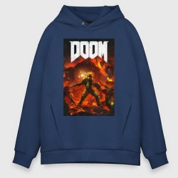 Толстовка оверсайз мужская Doom slayer - hell, цвет: тёмно-синий