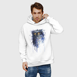 Толстовка оверсайз мужская Прикольная сова в акварельном рисунке, цвет: белый — фото 2