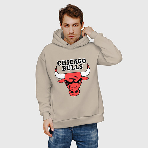 Мужское худи оверсайз Chicago Bulls / Миндальный – фото 3