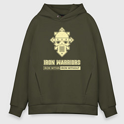 Толстовка оверсайз мужская Железные воины хаос винтаж лого, цвет: хаки