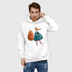 Толстовка оверсайз мужская Беременная лисица, цвет: белый — фото 2
