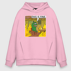 Толстовка оверсайз мужская Пепе Лягушонок в беде, цвет: светло-розовый