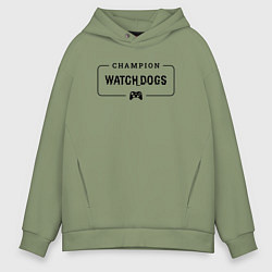 Толстовка оверсайз мужская Watch Dogs gaming champion: рамка с лого и джойсти, цвет: авокадо