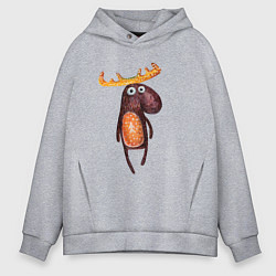 Толстовка оверсайз мужская Прикольный лосяш, цвет: меланж