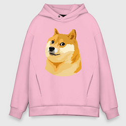 Толстовка оверсайз мужская Пёс Доге, цвет: светло-розовый