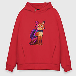 Толстовка оверсайз мужская Stray pixel art, цвет: красный