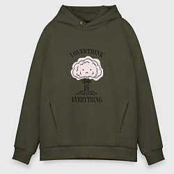 Толстовка оверсайз мужская I Overthink Everything, цвет: хаки